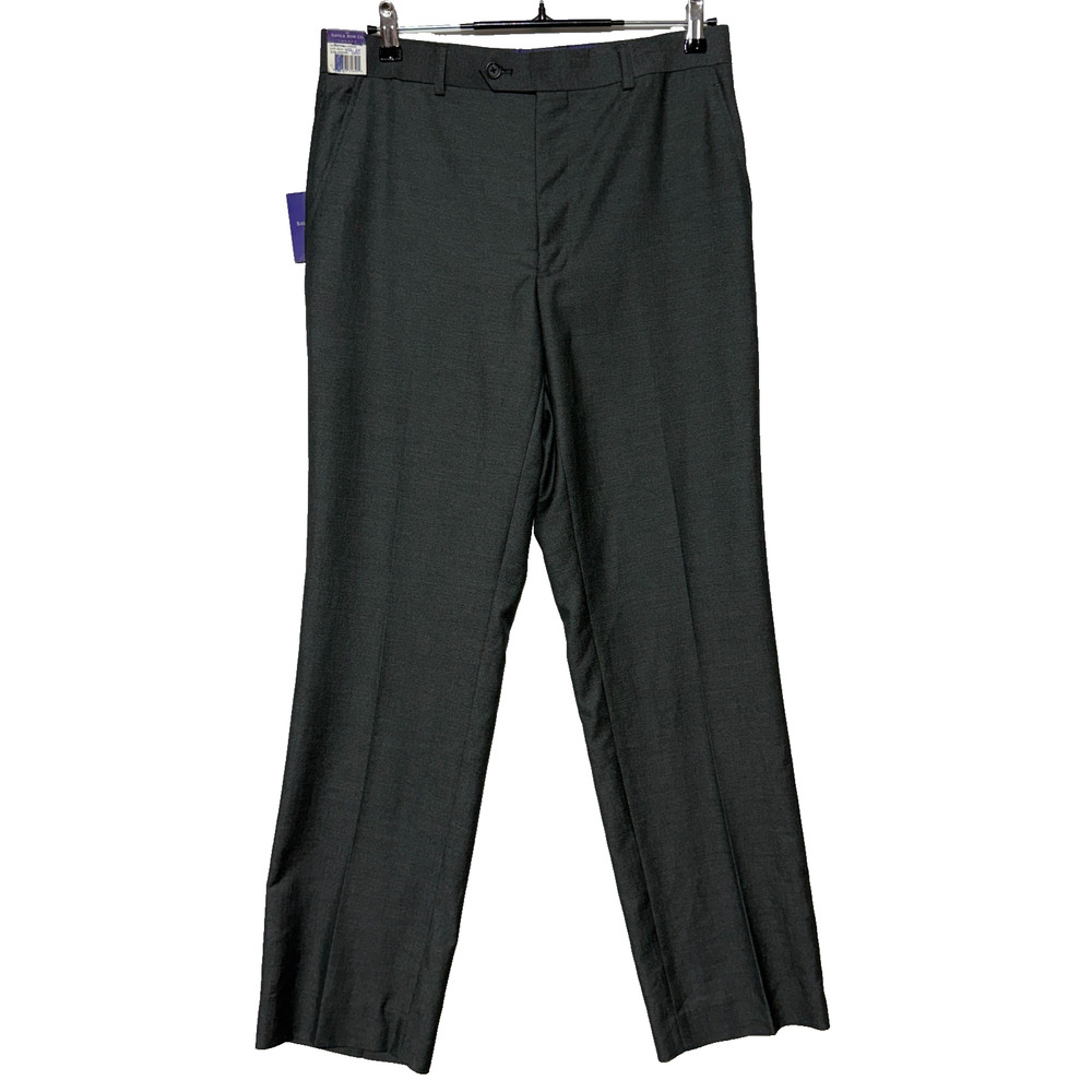 Savile Row Dress Pants Mens 32x32 Gray Heathrow‎ Flat Front Career Office